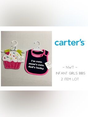 🆕CARTER’S - NWT - 2PC LOT - INFANT GIRLS BIBS